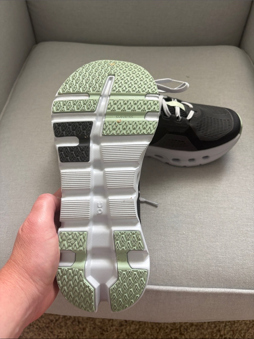 On Running Women’s Cloudtec Running Shoes - Black with Pale Green Accents - Picture 5 of 5